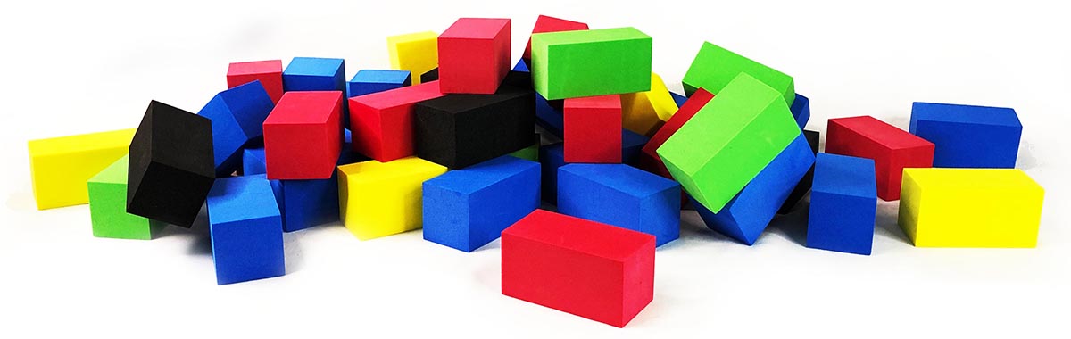 A pile for bright foam blocks