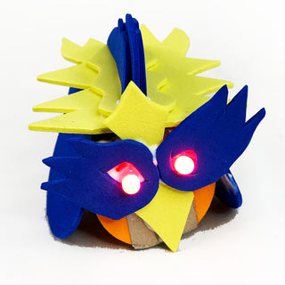 TapeBlock chicken in red and blue with red light up eyes