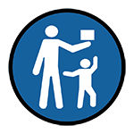 Keep out of reach of children blue symbol