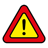Yellow and red hazard triangle
